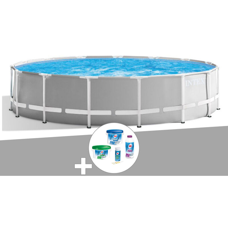 Intex - Kit piscine tubulaire Prism Frame ronde 4,57 x 1,22 m + Kit de traitement au chlore