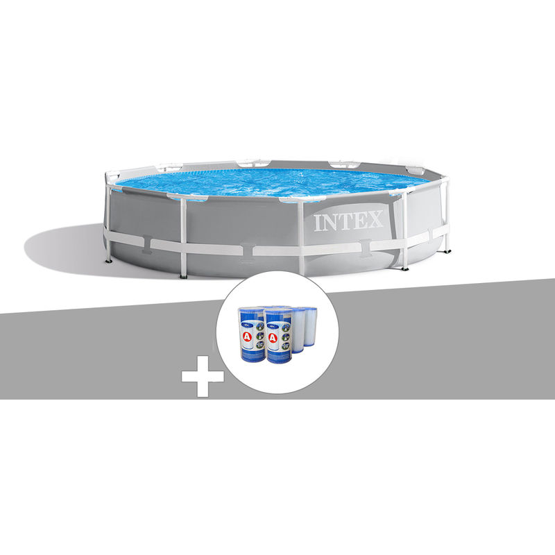 Kit piscine tubulaire Intex Prism Frame ronde 3,05 x 0,76 m + 6 cartouches de filtration