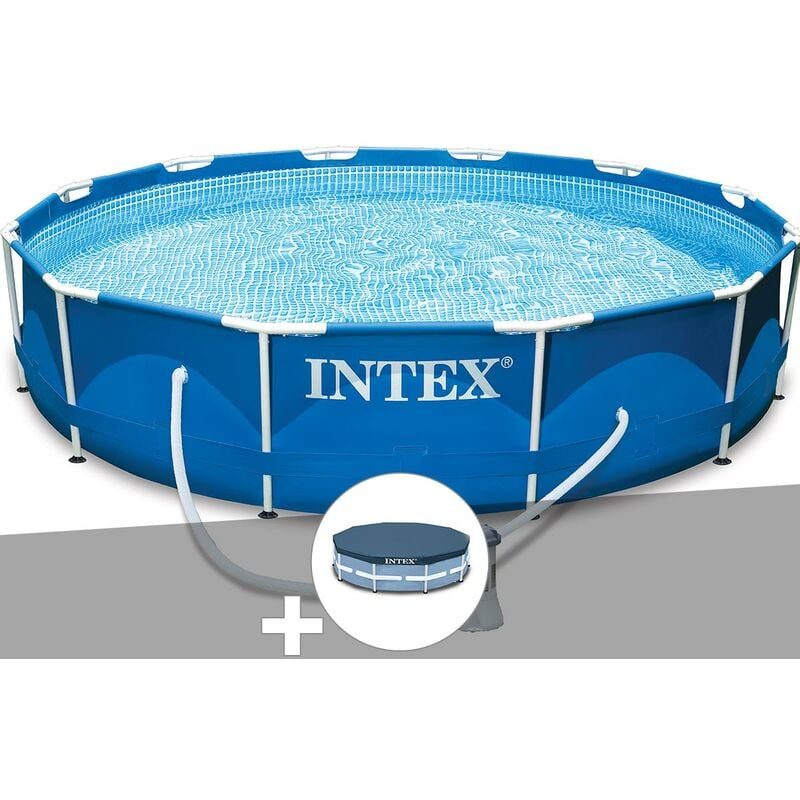 Intex - Kit piscine tubulaire Metal Frame ronde 3,66 x 0,76 m + Bâche de protection