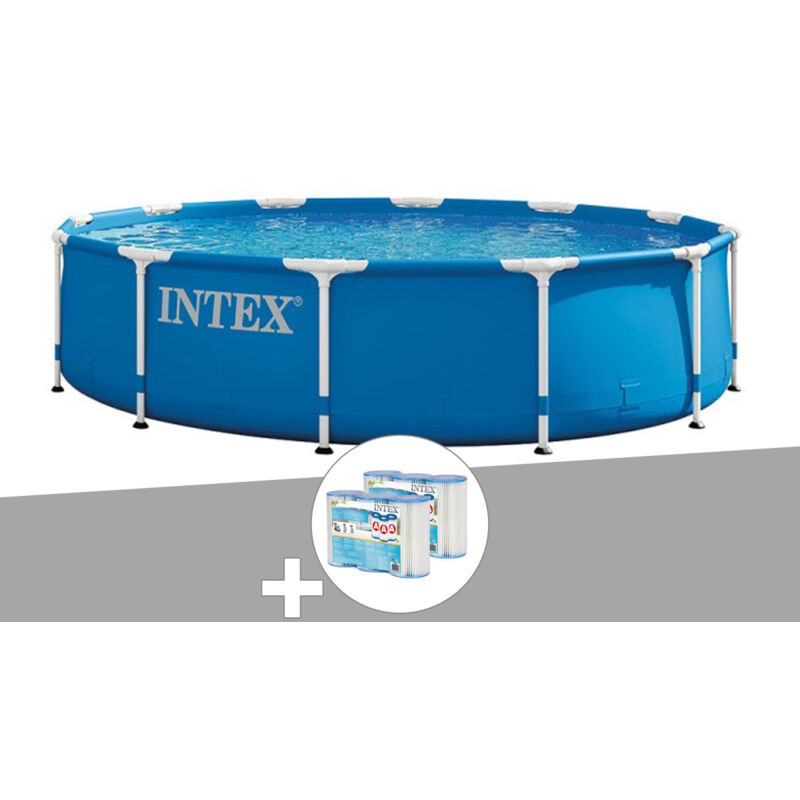 Intex - Kit piscine tubulaire Metal Frame ronde 3,66 x 0,76 m + 6 cartouches de filtration