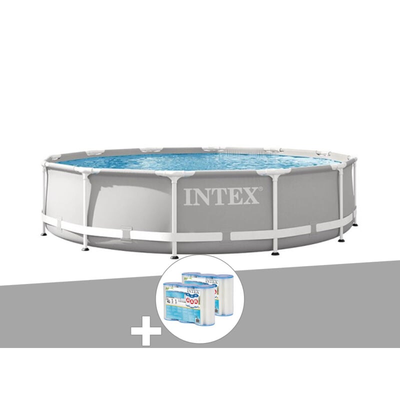 Intex - Kit piscine tubulaire Prism Frame ronde 3,66 x 0,76 m + 6 cartouches de filtration