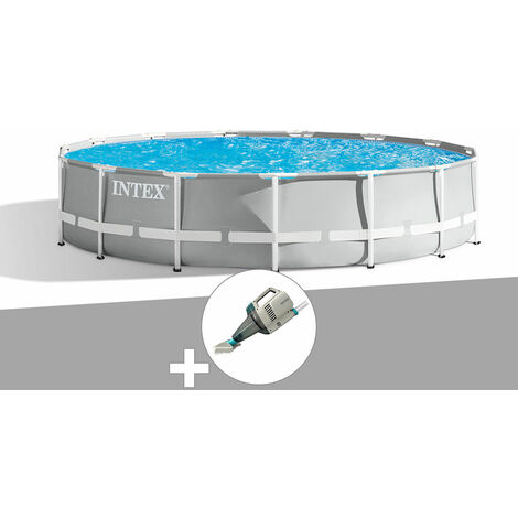 Kit piscine tubulaire Intex Prism Frame ronde 4,57 x 1,07 m + Aspirateur