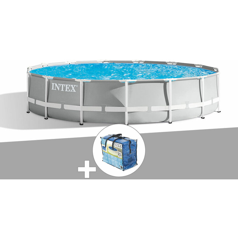 Intex - Kit piscine tubulaire Prism Frame ronde 4,57 x 1,07 m + Bâche à bulles