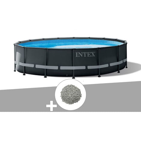 Kit piscine tubulaire Intex Ultra XTR Frame ronde 4,88 x 1,22 m + 20 kg de zéolite