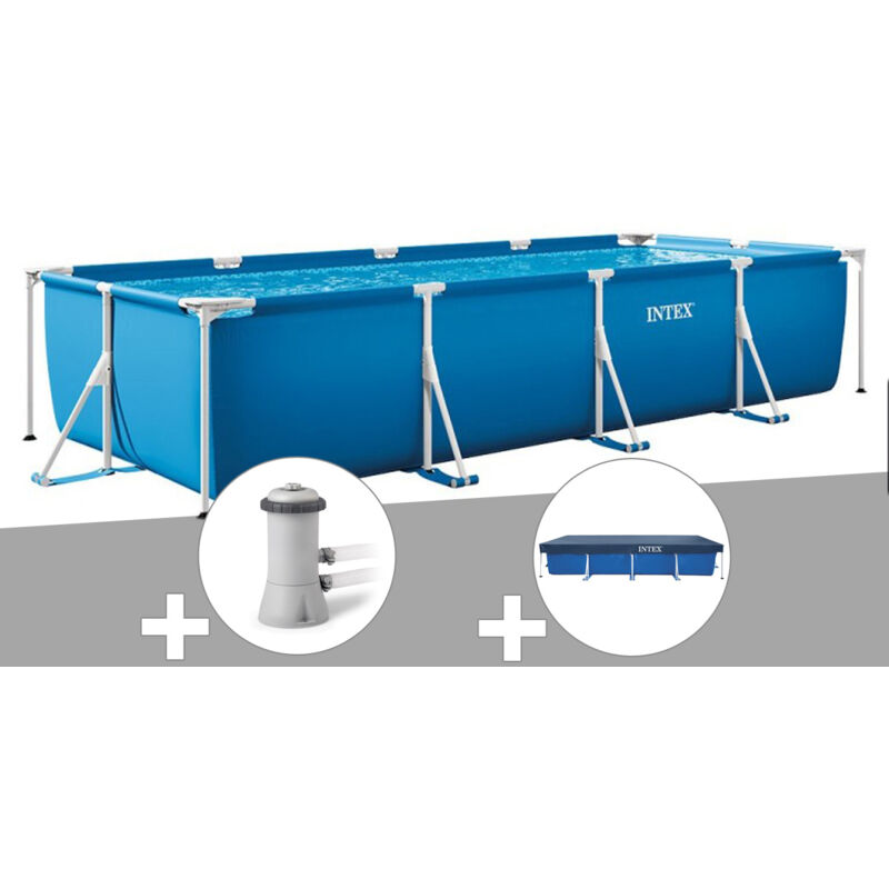 Intex - Kit piscine tubulaire rectangulaire 4,50 x 2,20 x 0,84 m + Filtration à cartouche + Bâche de protection