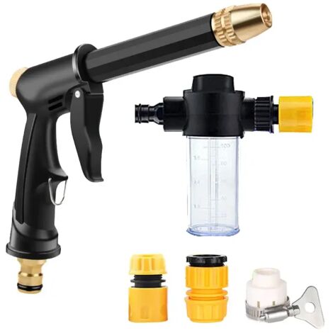 (Kit pistolet à eau) Pistolet à eau haute pression portable pour le nettoyage de voitures, machines à laver, arrosage de jardin, buse d'arrosage, arroseur, raccord rapide pour mousse