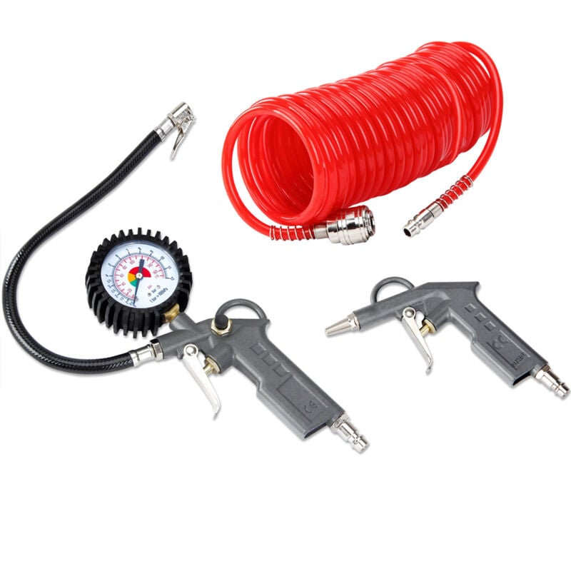 Deuba - Kit Compresseur Manometre Pneu Tuyau en Spirale Ressort Amortisseur Auto