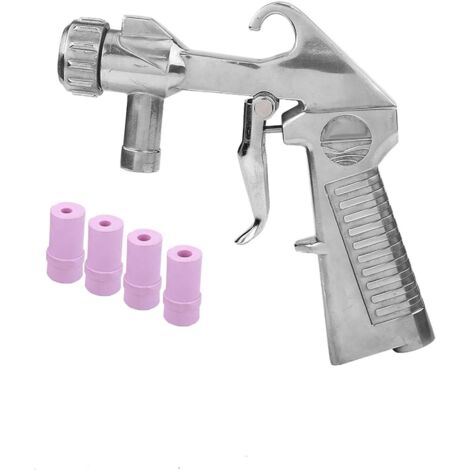 Kit Pistolet de Sablage, Air Siphon Sandblaster Sableuse, Pulvérisateur de Pistolet à Alimentation par Gravité avec 4 Buses en Céramique, Grenaillage Abrasif Sableuse Feed Blast Pistolet