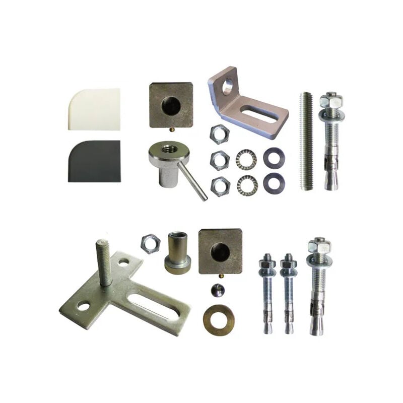 Kit pivot à cheviller 45x45 mm pour portail acier avec seuil