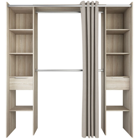 Kit placard extensible contemporain chêne clair Soraya