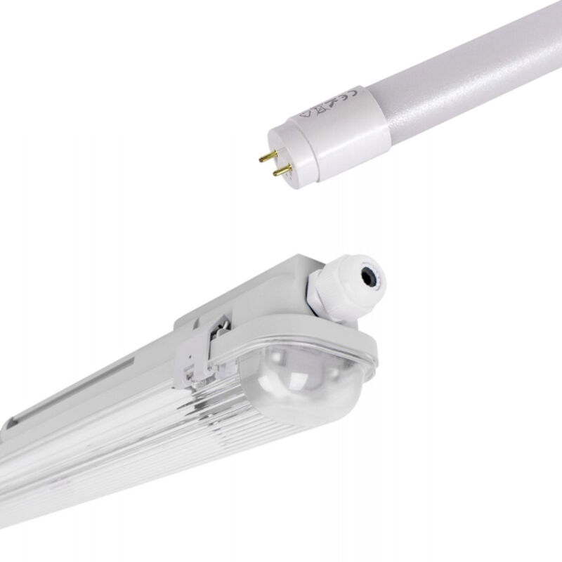 Image of Lotto plafoniera stagna 60cm + tubo led T8 9W - 4000K - Bianco Neutro