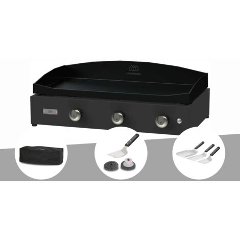 Kit plancha à gaz Pure 375 noire Le Marquier + Housse de protection + Kit de nettoyage + Kit 3 spatules