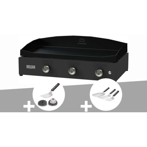 Kit plancha à gaz Pure 375 noire Le Marquier + Kit de nettoyage + Kit 3 spatules