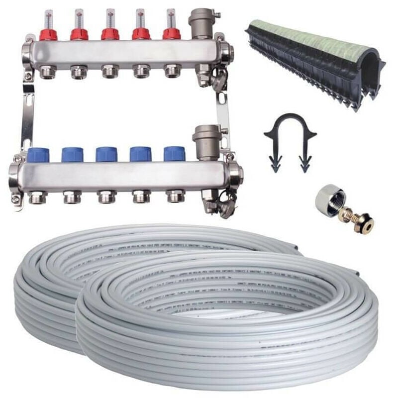 John Guest Speedfit - Kit plancher chauffant hydraulique 110 m² collecteur inox - tube multicouche