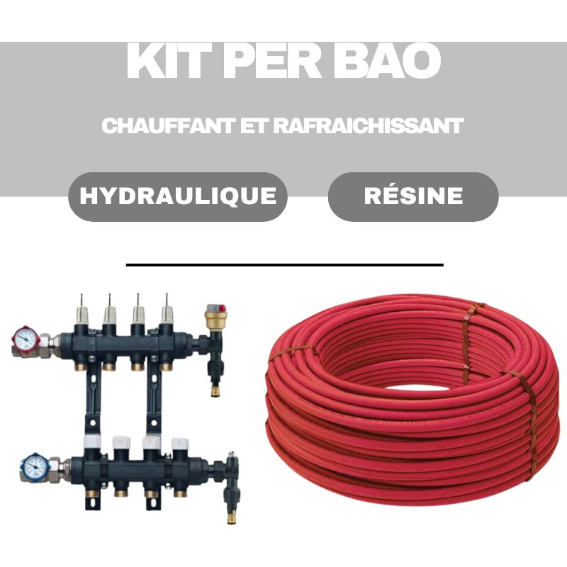 Kit plancher chauffant hydraulique 30 m² collecteur résine - tube per bao