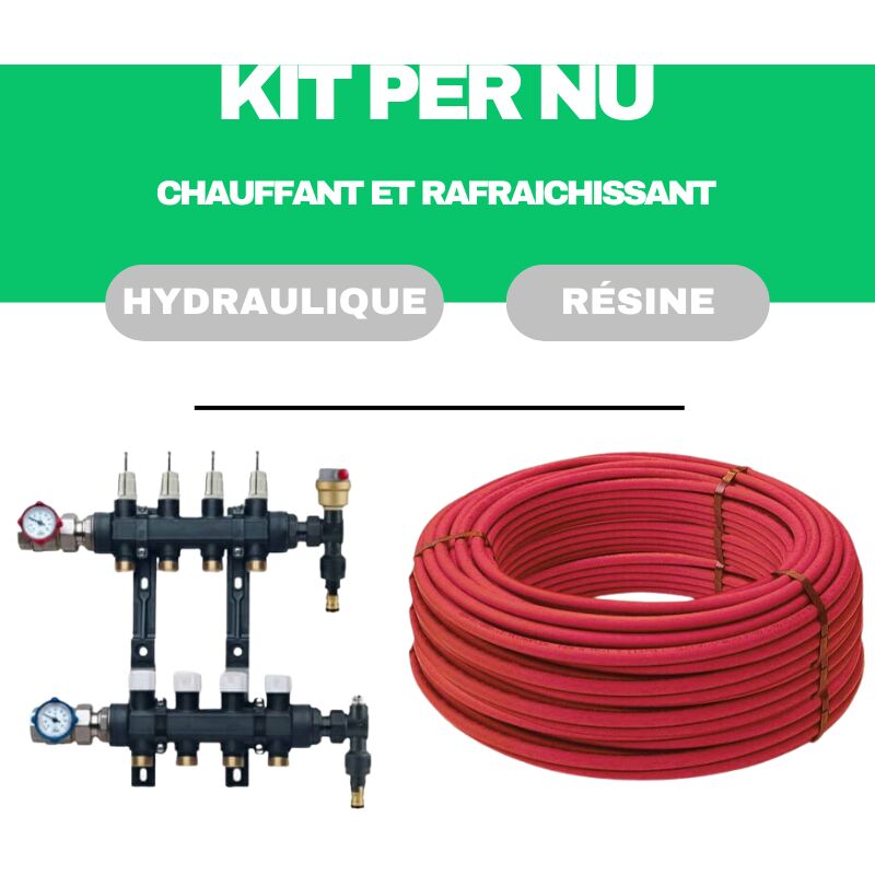 Kit plancher chauffant hydraulique 120 m² collecteur résine - tube PER Nu