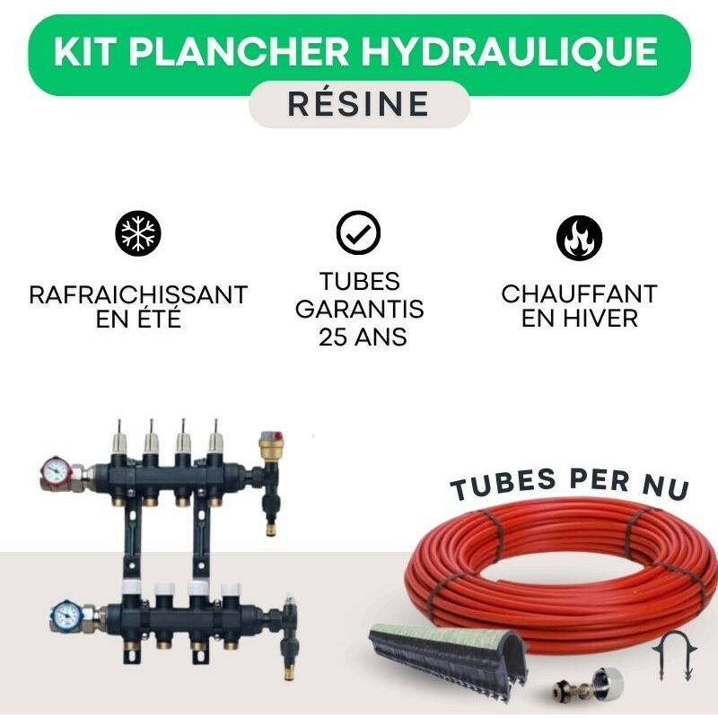 FCS - Kit plancher chauffant hydraulique 30 m² collecteur résine - tube per Nu