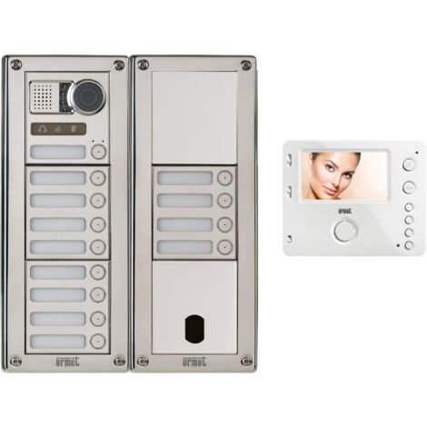 Kit Platine et poste video Sinthesi Steel Inox 10 boutons 6 modules 2V Programme URMET KVSI83/10