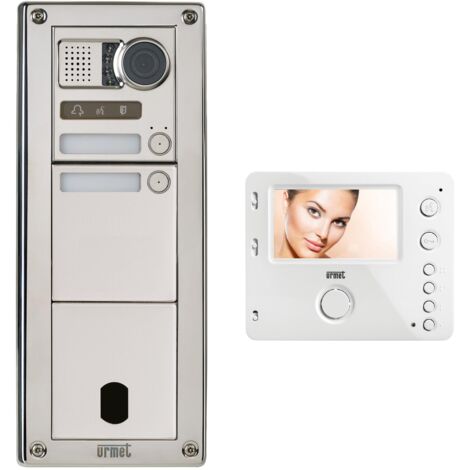 Kit Platine et poste video Sinthesi Steel Inox 2 boutons 3 modules 2V Programme URMET KVSI83/02