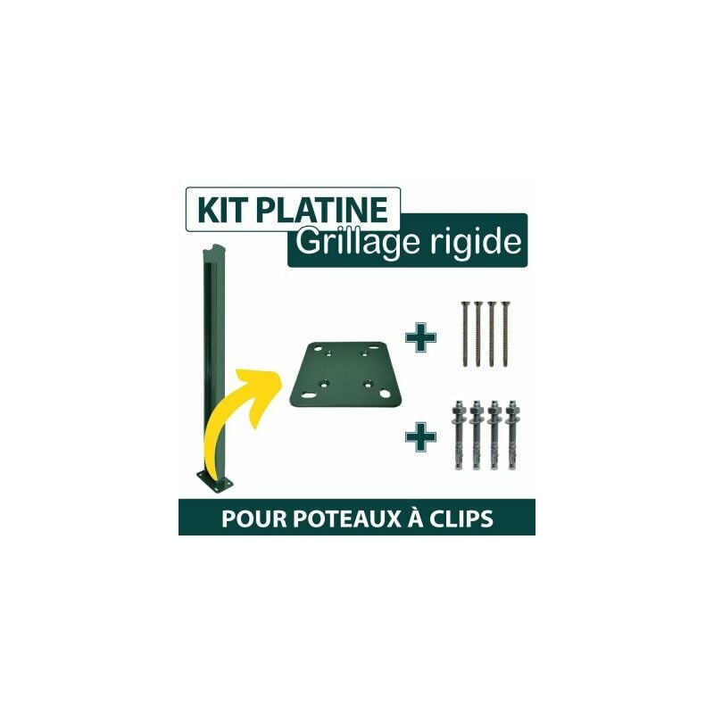 Kit Platine Poteau à Clips Vert + Visserie - jardipremium - Vert (ral 6005)