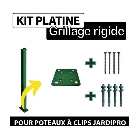 Kit Platine Poteau à Clips Vert + Visserie - JARDIPRO