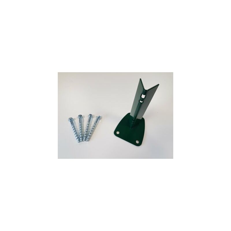 Kit Platine Poteau à Encoches Vert + Visserie - JARDIMALIN - Vert (RAL 6005)