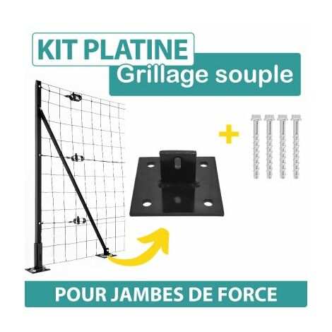 Kit Platine pour Jambe de Force + 4 vis béton - Gris