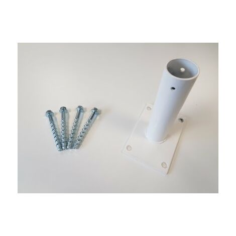 Kit Platine pour Poteau Rond de Portillon Grillagé Blanc + Visserie