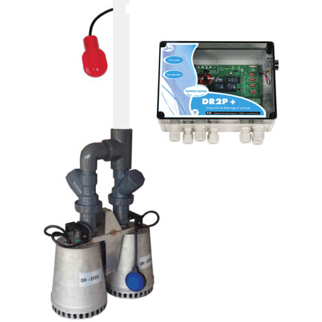 Kit pluvial double pompes DR STEEL 75 M-AUT – Hauteur de refoulement max 16 m – Débit max 20 m3/h – Coffret DR2P+ inclus – Zenit