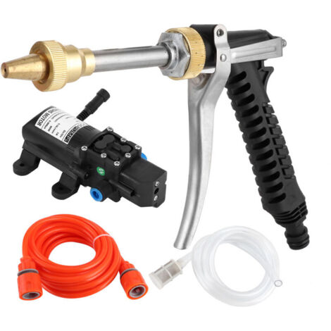 Kit pompa acqua e tubo flessibile per idropulitrice portatile ad alta pressione da 12 V e 130 PSI, potente pulitore per autolavaggio da 80 W.