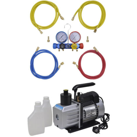 Kit Pompa di Aspirazione 50 L/min con Manometro a 4 Vie vidaXL