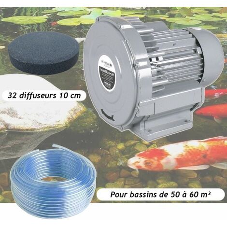 Kit Pompe à Air Vortex Turbine 60000 l/h + 32 Disques 10 cm Pour Bassins De Jardin