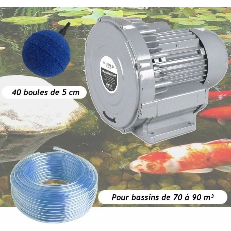 Kit Pompe à Air Vortex Turbine 79200 l/h + 40 Boules Pour Bassins De Jardin
