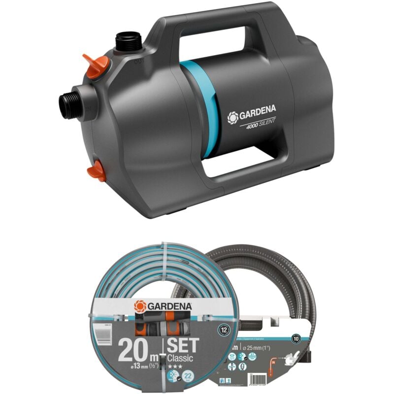 Kit pompe d'arrosage de surface 4100 Silent. 550 w. 4100 l/h à 3,6 bar. Silencieuse. (09051-20) - Gardena