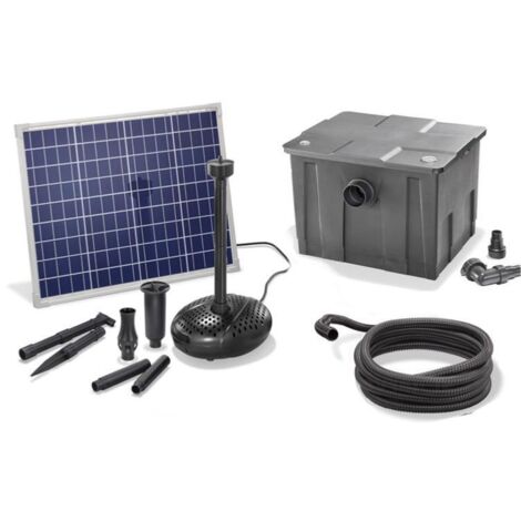 Kit pompe solaire bassin 50W – Débit max 2500 l/h – Panneau polycristallin 50Wc – Filtration mécanique et biologique - 2500L-50W