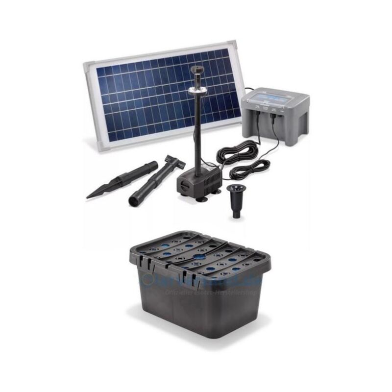 Solairepratique - Kit pompe solaire Fountain Pro 500 l/h 15W avec système batterie 12V anneau Led et filtre