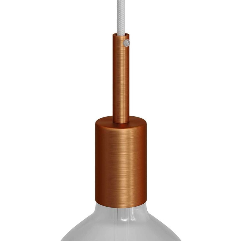 Image of Creative Cables - Kit portalampada E27 cilindrico in metallo con serracavo da 7 cm Rame satinato - Rame satinato