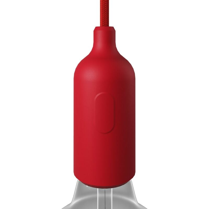 Image of Kit portalampada E27 in silicone con interruttore e serracavo nascosti Rosso - Rosso