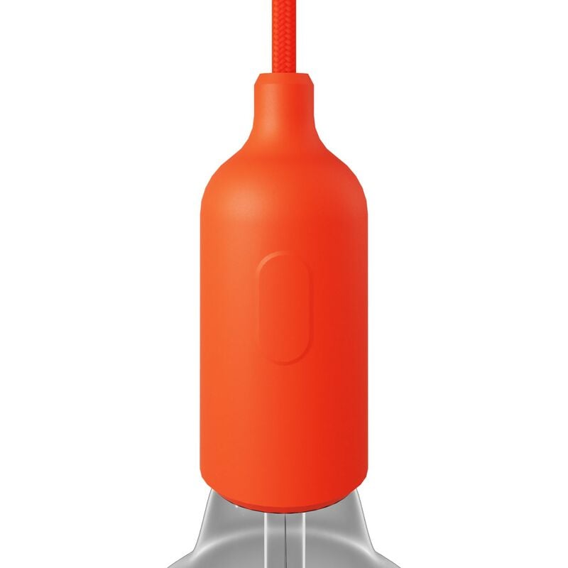 Image of Kit portalampada E27 in silicone con interruttore e serracavo nascosti Arancione - Arancione