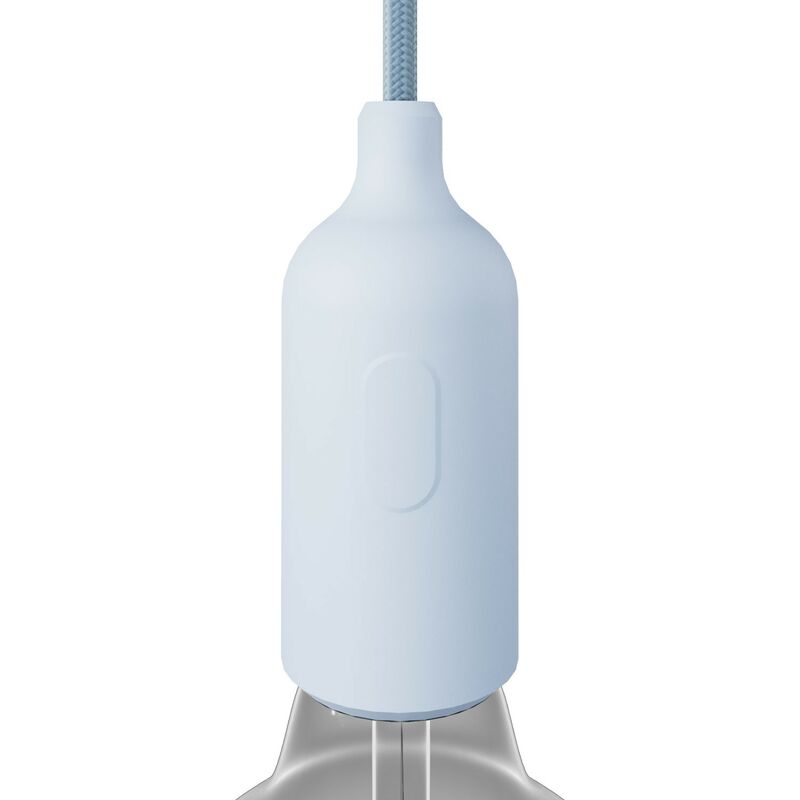 Image of Kit portalampada E27 in silicone con interruttore e serracavo nascosti Blu carta da zucchero - Blu carta da zucchero