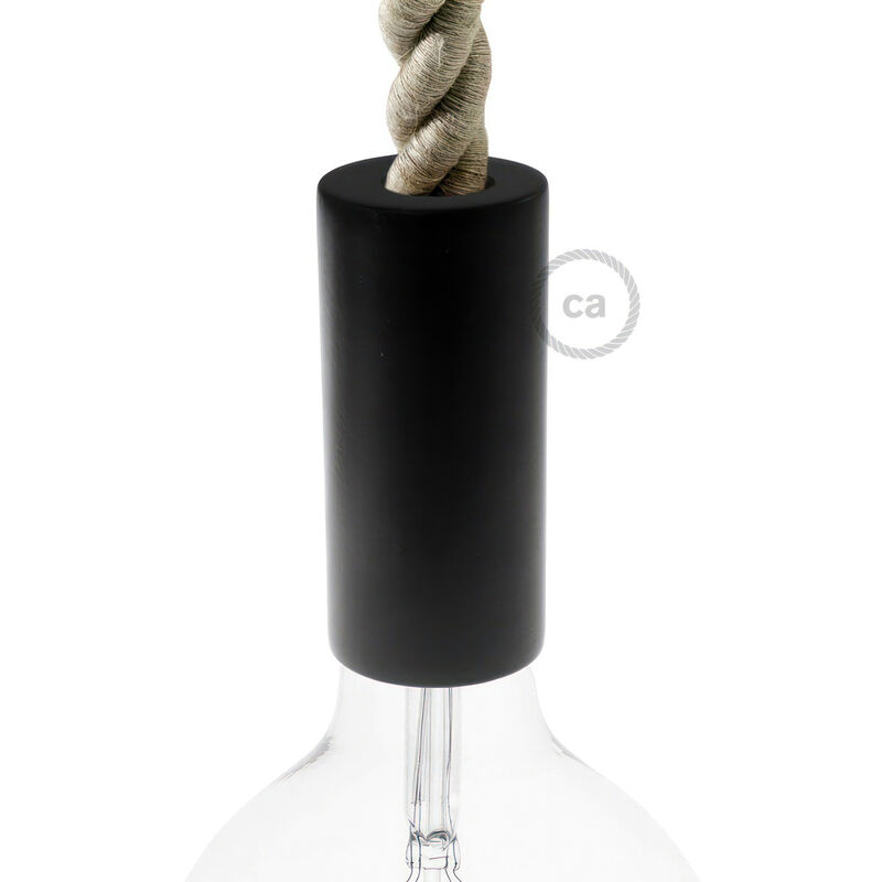 

Creative Cables - Kit portalámparas de madera E27 para cable 2XL | Negro - Negro