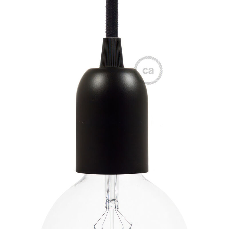 

Kit portalámparas semiesférico de metal E27 | Negro - Negro