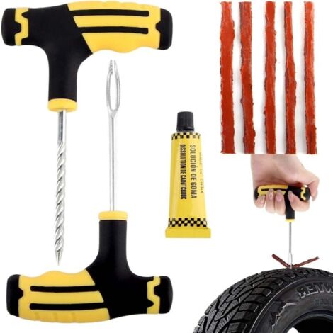 Kit portatile per la riparazione di pneumatici, con punte da trapano, per auto, moto, ATV, trattori, SUV
