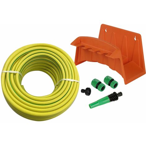Kit Portatubo da Muro in Polipropilene con Tubo 25m e Accessori Agrati Arancione