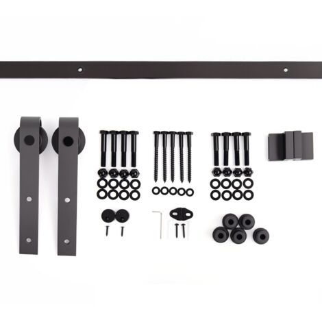 Kit porte coulissante 200 cm, rail bois avec vis, charge max 90 kg, acier carbone, brun
