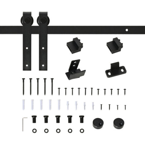 Kit Porte Coulissante Simple 200 cm - Pour Intérieurs Modernes - Acier au Carbone Noir