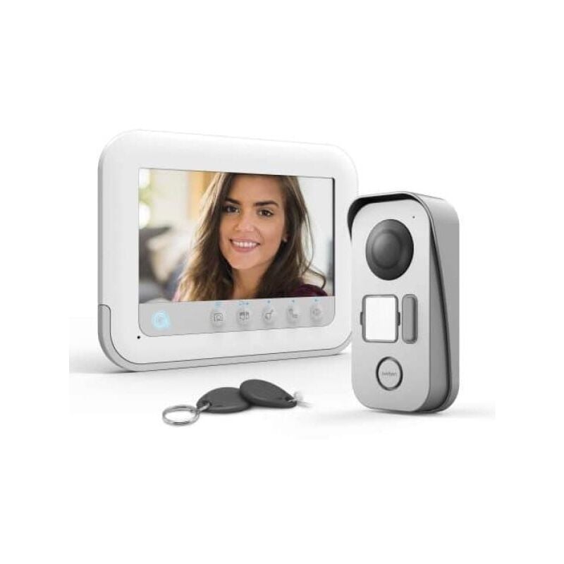 Avidsen - Kit portier vidéo 7 pouces 2 fils avec rfid blanc - 112271