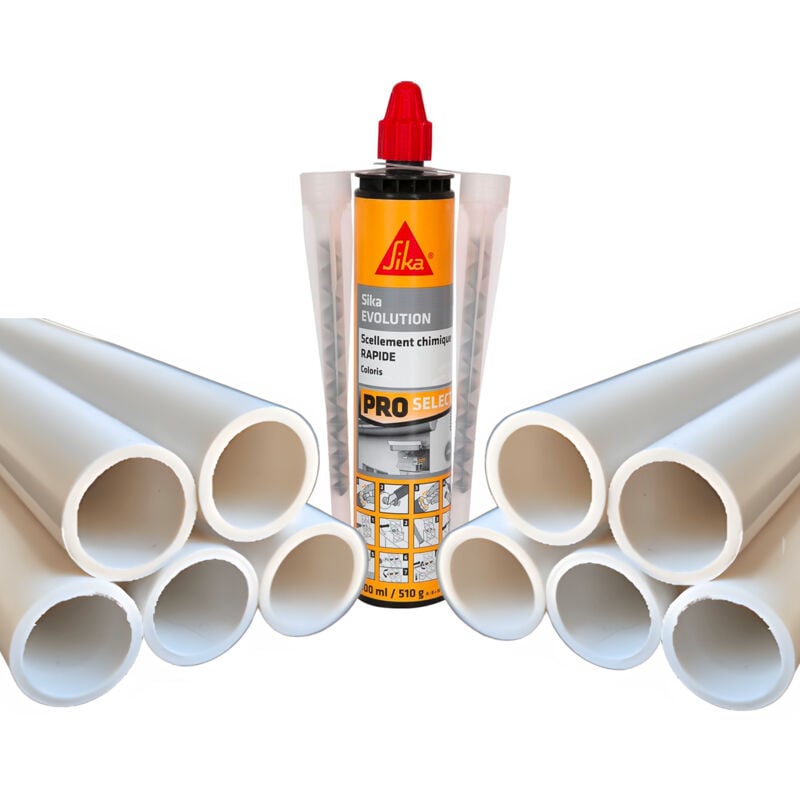 Kit pose securipool bois Ø16mm avec 10 tubes pvc 50cm + résine scellement chimique