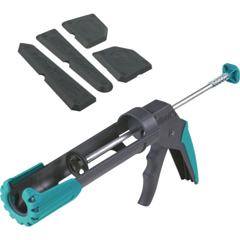 Kit Pistolet à Cartouche mg 200, Pression de 130 kg, et 4 Lisseurs de joints - Pour Pose de Joint Silicone - réf. 8627000 - Wolfcraft