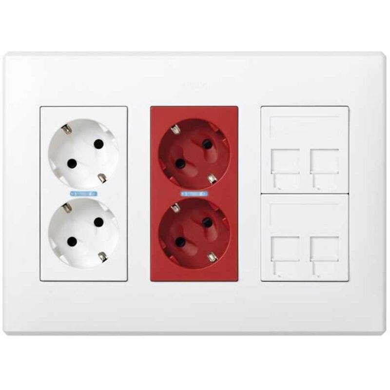 Simon - Kit poste de travail sai + rj double 3 mod. blanc 51000305-030